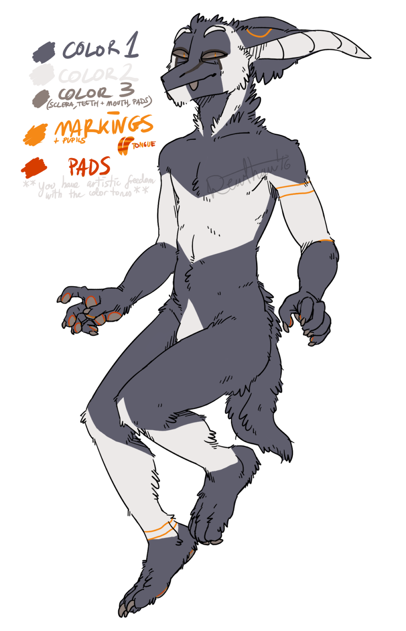 anthro arm_markings ear_markings fangs fur grey_body grey_fur grey_tail grey_teeth leg_markings looking_at_viewer male markings mouth_closed orange_markings simple_background solo tail teeth white_background white_body white_fur 0ct0m0n0 full-length_portrait hi_res model_sheet portrait