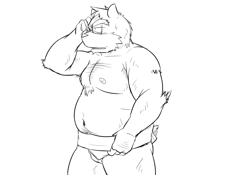 anthro belly eyewear glasses humanoid_hands kemono male moobs navel nipples overweight overweight_anthro overweight_male simple_background solo sumo white_background oogamikennta canid canine canis domestic_dog mammal 2015 4:3 monochrome