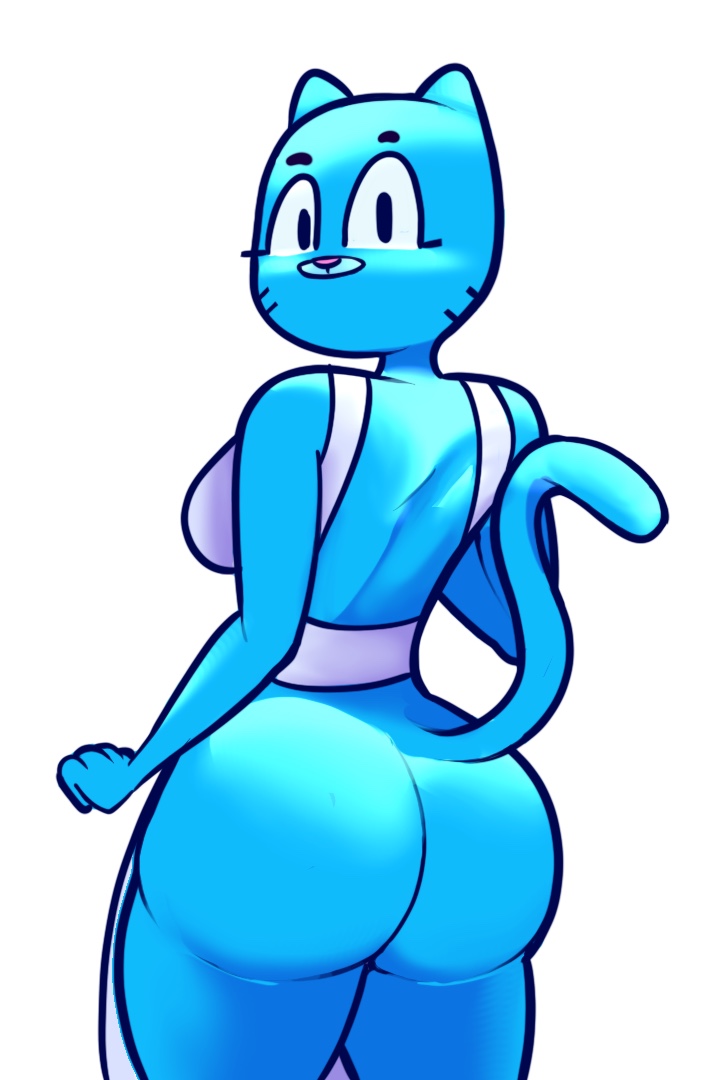 anthro apron apron_only butt clothing female looking_at_viewer looking_back mature_female mostly_nude solo abunbot cartoon_network the_amazing_world_of_gumball nicole_watterson domestic_cat felid feline felis mammal 2:3 mother_(lore) parent_(lore)