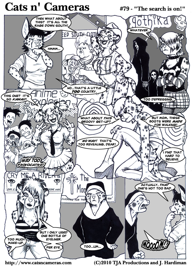 anthro dialogue female group mature_anthro mature_female tail text james_m_hardiman cats_n'_cameras manila_doyle sarina_doyle cheetah felid feline mammal comic english_text greyscale marker_(artwork) mixed_media monochrome pen_(artwork) traditional_media_(artwork) url