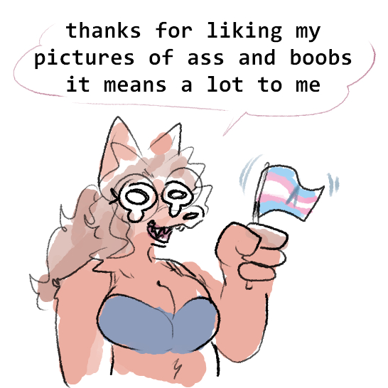 anthro belly_tuft bodily_fluids bra brown_hair clothing crying dialogue eyelashes female flag hair lgbt_pride open_mouth pointy_ears ponytail prick_ears pride_colors sharp_teeth simple_background snout solo speech_bubble tears teeth text transgender_pride_colors tuft underwear white_background wolfgirl9million punkitt_(fursona) canid canine canis mammal wolf 1:1 2025 colored_sketch english_text sketch