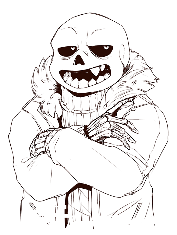 alternate_universe anterior_nasal_aperture bone clothed clothing crossed_arms front_view jacket male not_furry simple_background skeleton solo sweater teeth topwear white_background jazzycat underfell undertale undertale_(series) sans_(underfell) animated_skeleton humanoid undead black_and_white monochrome