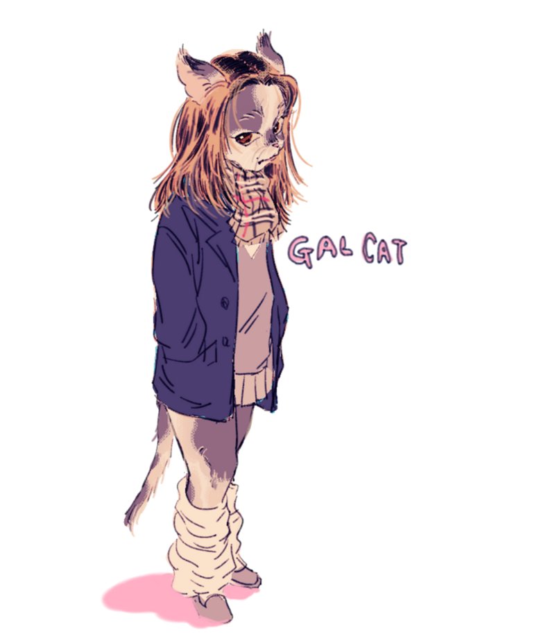 alternative_fashion anthro clothing female gyaru j-fashion kogal loose_socks school_uniform solo text uniform sori0414 domestic_cat felid feline felis mammal english_text