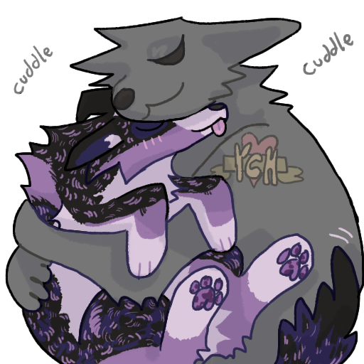 ambiguous_gender anthro cuddling duo feral hug smile tattoo guncht ych_(character) canid canine canis domestic_dog mammal 1:1 alpha_channel