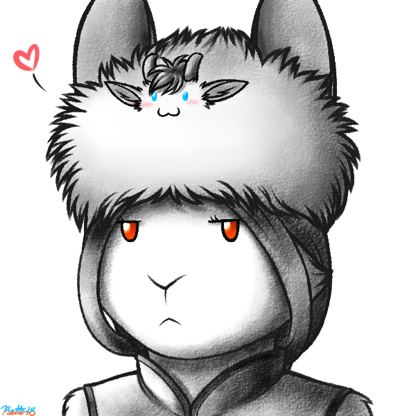 :3 ambiguous_gender blue_eyes blush clothed clothing duo female hat headgear headwear heart_reaction heart_symbol horn orange_eyes poof poofhat serious simple_background smile unimpressed white_background conditional_dnp ratte legacy_(ratte) lycaena theta_(ratte) faraden lagomorph leporid mammal pure_faraden rabbit ratteguhn temperate_rainforest_ratteguhn 1:1 2018 digital_media_(artwork) restricted_palette