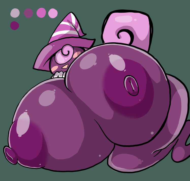 big_breasts breasts clothing female gloves hair handwear hat headgear headwear huge_breasts hyper hyper_breasts legless long_hair mostly_nude nipples non-mammal_nipples not_furry purple_body simple_background solo petronoise mario_bros nintendo paper_mario vivian_(mario) ghost shadow_siren spirit