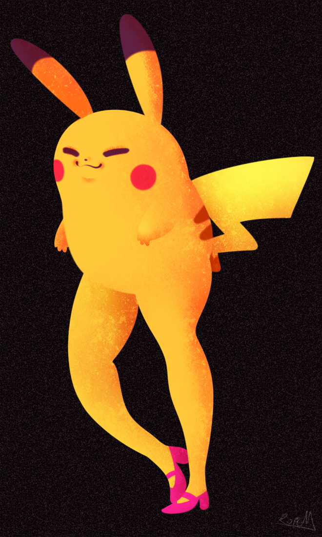 ambiguous_gender clothing eyes_closed footwear fur high_heels humanoid_legs long_legs shoes solo what yellow_body yellow_fur vaporotem nintendo pokemon generation_1_pokemon mammal pikachu pokemon_(species) rodent 3:5