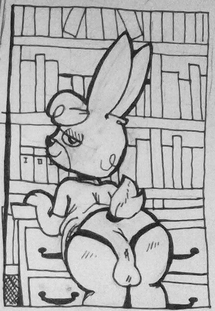 anthro big_butt butt looking_at_viewer looking_back male presenting presenting_hindquarters solo thick_thighs zodopop animal_crossing nintendo claude_(animal_crossing) lagomorph leporid mammal rabbit monochrome