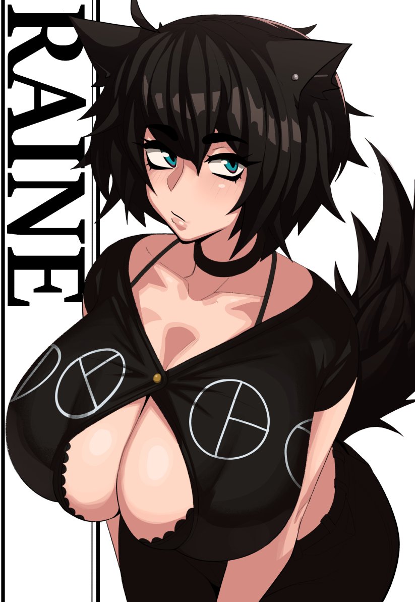 big_breasts black_hair breasts cleavage cleavage_cutout clothed clothing cutout female hair huge_breasts looking_at_viewer solo kevbot bionicle lego raine_(zanamaoria) animal_humanoid canid canid_humanoid canine canine_humanoid humanoid mammal mammal_humanoid wolf_humanoid