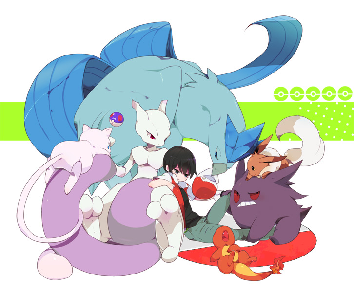 ambiguous_gender black_hair blue_body blue_eyes blue_feathers clothed clothing feathers feral green_background group hair hat headgear headwear legendary_duo male master_ball mew_duo nude pattern_background pokeball red_eyes simple_background sleeping white_background izoben いぞべ nintendo pokemon pokemon_trainer red_(pokemon) articuno avian bird charmander eevee generation_1_pokemon gengar human legendary_pokemon mammal mew_(pokemon) mewtwo pokemon_(species) 2011