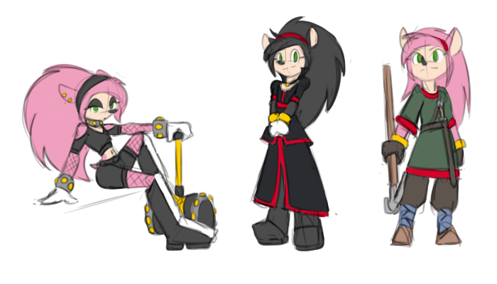 alternative_fashion anthro black_clothing black_hair clothed clothing dress female goth green_eyes hair hammer makeup male maul melee_weapon midriff navel pink_hair shirt solo sword tools topwear tunic warhammer weapon reakuthecrate sega sonic_the_hedgehog_(series) amy_rose eulipotyphlan hedgehog mammal 7:4