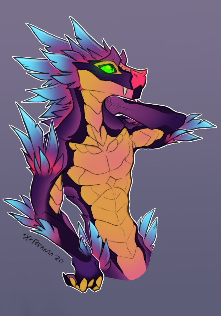 anthro feathers glowing glowing_eyes male simple_background solo raiyk zotz_(superkorpse) feathered_scalie feathered_snake lizard reptile scalie snake 2020 hi_res