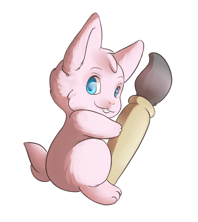 ambiguous_gender anthro blue_eyes chibi fur holding_object pink_body pink_fur simple_background solo transparent_background young young_anthro akiweirdo inkbunny lagomorph leporid mammal rabbit alpha_channel