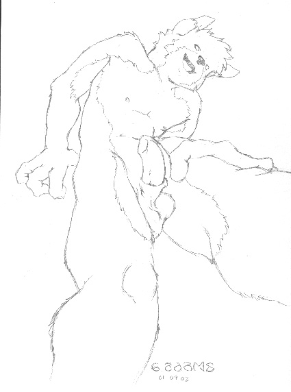 animal_genitalia anthro balls erection fur genitals humanoid_genitalia humanoid_penis hybrid_genitalia hybrid_penis low-angle_view male nipples nude open_mouth open_smile penis sheath sheathed_humanoid_penis simple_background smile solo standing white_background artdecade canid canine mammal 2002 black_and_white dated graphite_(artwork) monochrome signature traditional_media_(artwork)