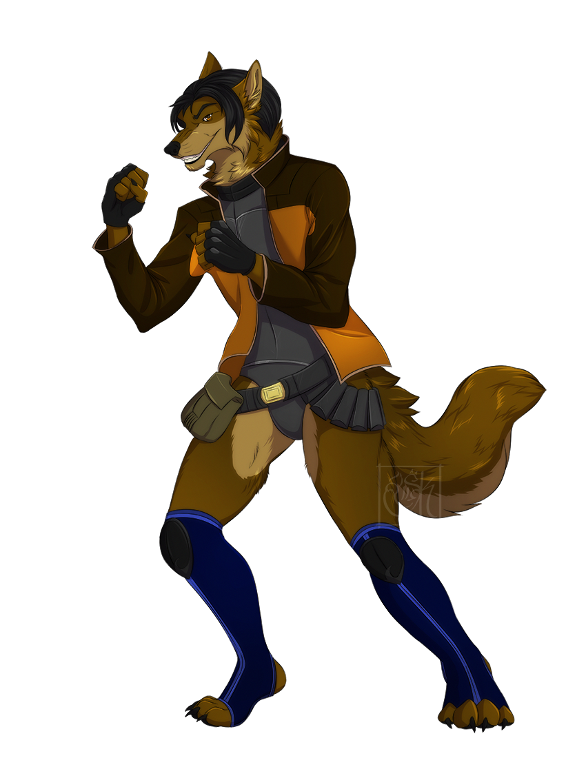 4_toes 5_fingers anthro biped black_hair black_nose brown_body brown_fur feet fingers fur hair male simple_background solo standing toes transparent_background silvyr canid canine canis domestic_dog mammal 2019 alpha_channel