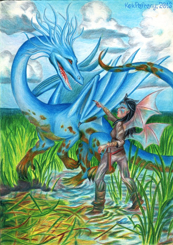 blue_body cloud dirt duo female feral membrane_(anatomy) membranous_wings outside pencil_(object) sky tail water wings kekpafrany european_mythology mythology reed arthropod dragon dragonfly human insect mammal mythological_creature mythological_scalie scalie western_dragon 2013 traditional_media_(artwork)