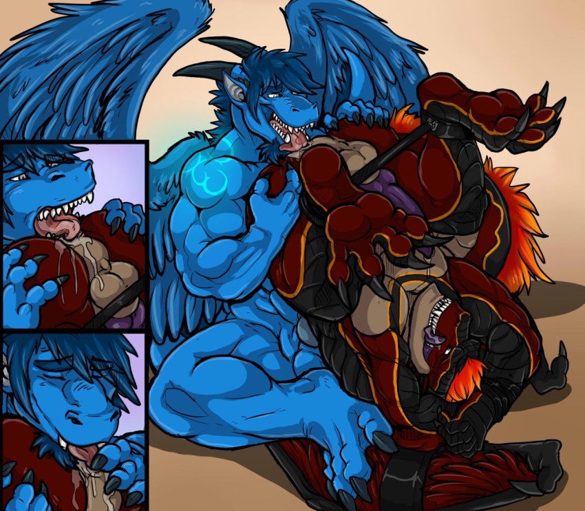 4_toes abs anal anthro athletic backsack balls biceps big_muscles black_claws blue_body blue_penis bodily_fluids butt butt_grab claws close-up digitigrade duo erection eyes_closed feathered_wings feathers feet genitals hand_on_butt hindpaw horn licking lying male male/male male_penetrated male_penetrating male_penetrating_male muscular muscular_male non-mammal_balls nude on_back oral paws pecs penetration penis purple_penis rimming saliva scales sex simple_background smile soles spread_butt spread_legs spread_toes spreading tail teeth toe_claws toes tongue tongue_out upside_down wings arody gilian mythology gilian_(character) sulfer dragon mythological_creature mythological_scalie reptile scalie 2014