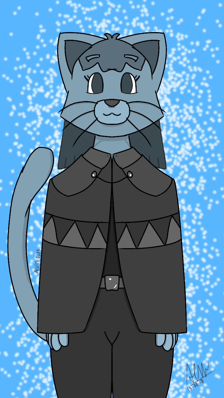 anthro clothed clothing female fully_clothed looking_at_viewer simple_background smile solo uniform alvidz domestic_cat felid feline felis mammal 9:16 digital_media_(artwork) hi_res portrait