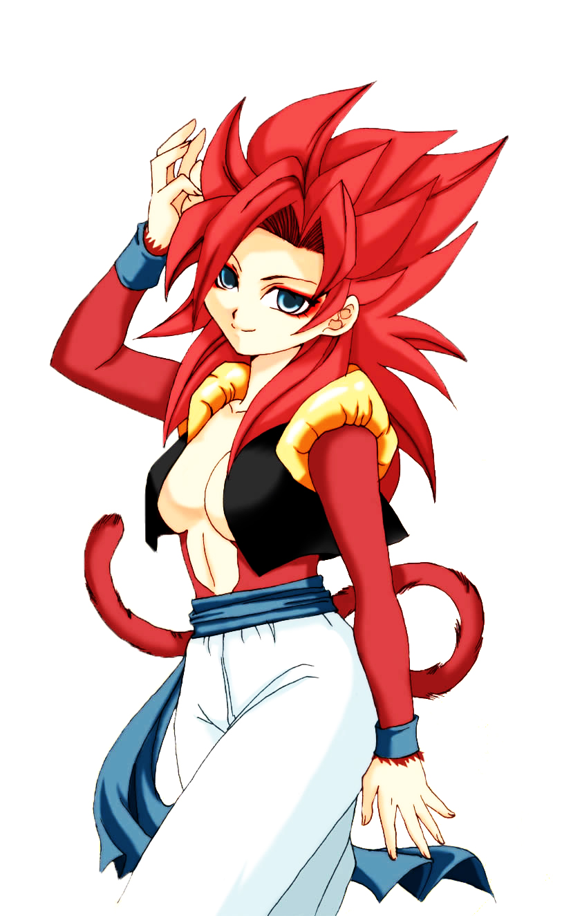 blue_eyes crossgender female fur hair red_body red_fur red_hair solo tail zi-dawg dragon_ball gogeta animal_humanoid humanoid mammal mammal_humanoid primate primate_humanoid saiyan tailed_humanoid hi_res