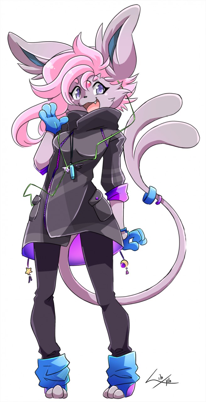 anthro anthrofied breasts clothed clothing female fur hair open_mouth pink_hair pokemorph simple_background solo white_background hamsteroftime nintendo pokemon eeveelution espeon generation_2_pokemon mammal pokemon_(species) digital_media_(artwork) hi_res