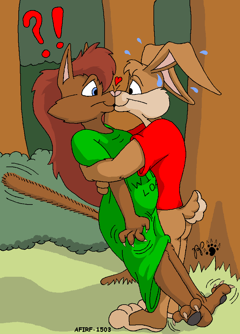 ?! anthro black_pawpads blue_eyes bodily_fluids bottomless brown_body brown_fur butt claws clothed clothing duo female flying_sweatdrops forest fur hair heart_symbol hug kiss_on_lips kissing male male/female messy_tail outside pawpads pink_nose plant pregnant pregnant_anthro pregnant_female red_hair scut_tail short_tail shrub surprise surprise_kiss sweat sweatdrop tail toony tree kthanid_(artist) rutwell_forest randy_rabbit serenakty domestic_cat felid feline felis lagomorph leporid mammal rabbit digital_media_(artwork) story_at_source