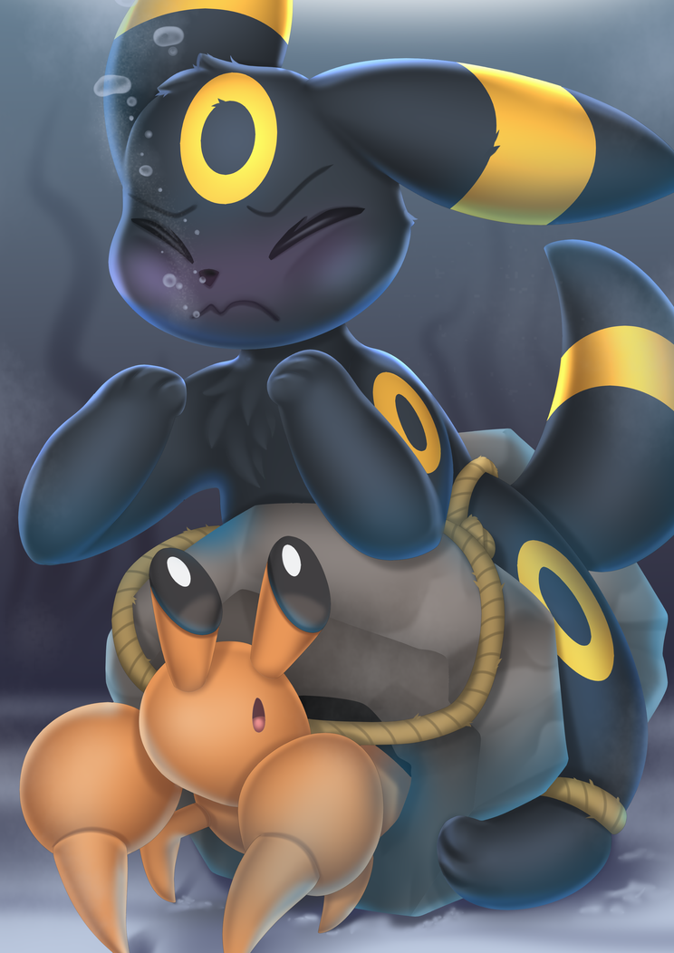 asphyxiation bdsm bondage bound bubble drowning holding_breath peril rope training underwater water revous nintendo pokemon dwebble eeveelution generation_2_pokemon generation_5_pokemon pokemon_(species) umbreon