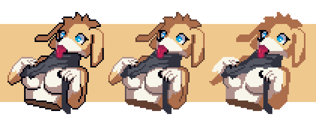 after_transformation breasts breath clothed clothing female panting partially_clothed solo style_change tongue tongue_out transformation 8bit_familiar canid canine canis domestic_dog mammal alpha_channel digital_media_(artwork) half-length_portrait pixel_(artwork) portrait