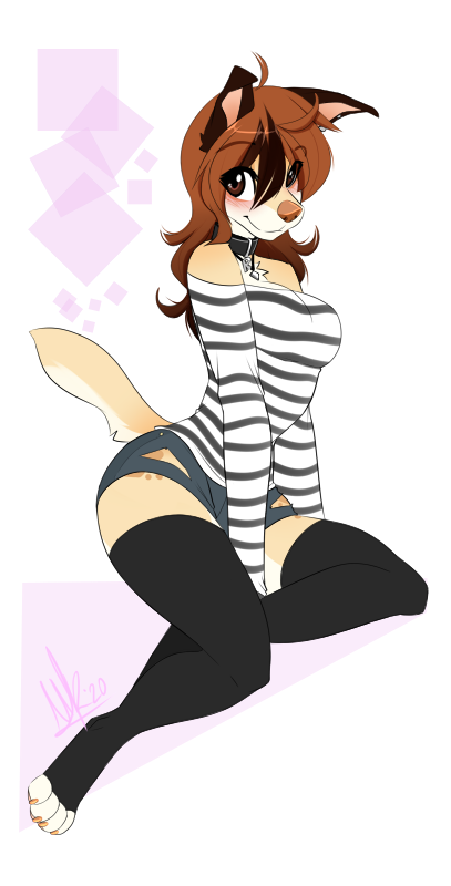 anthro breasts brown_eyes brown_hair clothed clothing female hair solo wolflady danika_(wolflady) canid canine canis domestic_dog mammal 2020 digital_media_(artwork)