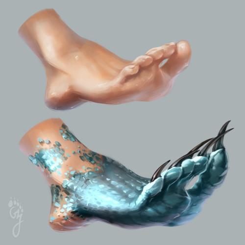 ambiguous_gender blue_body blue_scales claws feet foot_shot plantigrade scales solo toe_claws transformation geckzgo human lizard mammal reptile scalie 1:1 low_res