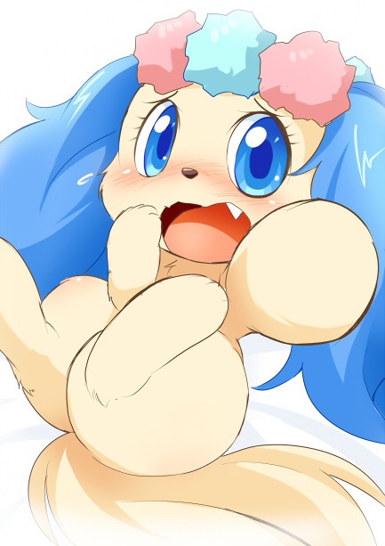 anthro blue_eyes blush fangs female fur kemono open_mouth solo tan_body tan_fur teeth ukan_muri jewelpet sanrio sega sega_fave sapphie_(jewelpet) bird_dog canid canine canis cavalier_king_charles_spaniel domestic_dog hunting_dog mammal spaniel toy_dog