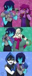 female group humor karaoke magic magic_user male male/female hatakeclarissarts deltarune undertale_(series) kris_(deltarune) lancer_(deltarune) ralsei susie_(deltarune) bovid caprine dinosaur goat humanoid mammal monster prehistoric_species reptile scalie comic digital_drawing_(artwork) digital_media_(artwork) hi_res