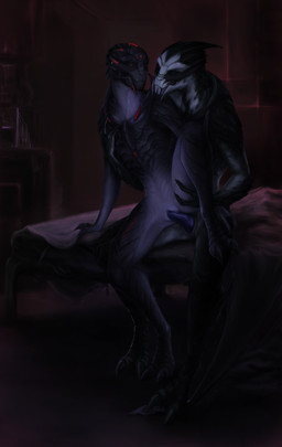 animal_genitalia bed bent_arm bent_legs blue_penis chair_position dark duo erection extended_arm eye_contact female female_penetrated from_behind_position furniture genital_slit genitals hand_on_chest hand_on_leg hand_on_thigh hand_under_leg head_turned leg_grab leg_over_edge legs_over_edge looking_at_another male male/female male_penetrating male_penetrating_female nude on_bed over_edge penetration penile penile_penetration penis penis_in_vagina raised_hand raised_leg raised_leg_grab sex thigh_grab vaginal vaginal_penetration vulva 3033 bioware electronic_arts mass_effect heno_rel'ia lilus_demim alien turian hi_res