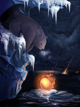 ambiguous_feral ambiguous_gender beady_eyes black_nose feral fur ice iceberg night outside side_view solo tail water white_body white_ears white_fur white_tail chumbasket bear mammal polar_bear ursine 3:4 hi_res