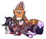 anthro clothed clothed_anthro clothed_male clothing duo male male/male simple_background tail ashthedoodlest billie_bust_up percy_(billie_bust_up) scrimshaw_(billie_bust_up) domestic_cat felid feline felis mammal digital_media_(artwork) hi_res