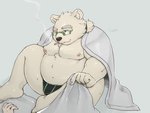 anthro belly bulge clothing eyewear glasses humanoid_hands kemono male moobs nipples overweight overweight_anthro overweight_male sitting smoking solo towel underwear cddi_h lifewonders tokyo_afterschool_summoners leib_(tas) bear mammal polar_bear ursine 2020 4:3