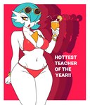 annoyed beverage bikini blue_hair bracelet breasts clothing container cup eyewear eyewear_on_head female glass glass_container glass_cup hair jewelry not_furry orange_eyes solo sunglasses sunglasses_on_head swimwear two-piece_swimsuit white_body activeajames nintendo pokemon natasha_(activeajames) gardevoir generation_3_pokemon humanoid mammal pokemon_(species) shiny_pokemon hi_res