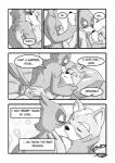 anthro avian beak bed bed_sheet bedding bird canid canine comic dialogue duo english_text falco_lombardi feathers fox fox_mccloud furniture kissing making_out male male/male mammal monochrome nintendo nude pillow rockgaara sex simple_background speech_bubble star_fox tail tail_feathers text