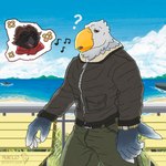 anthro beak boardwalk bottomwear clock clothed clothing duo jacket looking_at_viewer male male/male mountain outside pants question_mark sea solo_focus topwear walking watch water whistling wristwatch citrine_lion animal_crossing nintendo strip_meme apollo_(animal_crossing) corvus_(corvuscantum) accipitrid accipitriform avian bird corvid corvus_(genus) crow eagle oscine passerine 1:1 2023 absurd_res colored digital_drawing_(artwork) digital_media_(artwork) hi_res