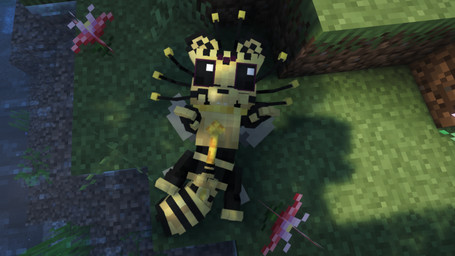4_wings balls big_eyes feral flower genitals grass herm intersex lying multi_wing on_back outside paws penis plant presenting raised_paw solo unsheathed vulva water whiskers wings neoncityrain microsoft minecraft mojang xbox_game_studios arthropod bee domestic_cat felid feline felis hymenopteran insect mammal vespid wasp 16:9 3d_(artwork) digital_media_(artwork) hi_res widescreen
