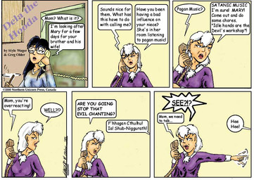 angry black_hair breasts clothed clothing dialogue duo electronics eyewear female glasses hair human_only not_furry phone purple_clothing text white_hair style_wager dela_the_hooda mrs._chan_(dela_the_hooda) sue_chan_(dela_the_hooda) human mammal 2000 comic english_text