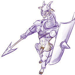 abs armor clothed clothing flaccid foreskin genitals headgear helmet holding_object holding_weapon hooves male penis shield simple_background solo standing weapon white_background gavbat giraffe giraffid mammal 1:1 2019 digital_media_(artwork)