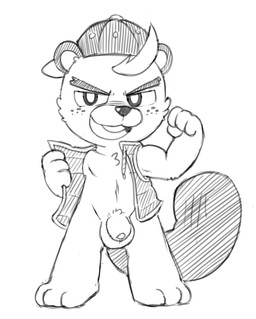 anthro balls chibi clothing flaccid foreskin genitals hat headgear headwear humanoid_genitalia humanoid_penis male penis solo oob animal_crossing nintendo c.j._(animal_crossing) beaver mammal rodent 2020 monochrome