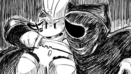 anthro bodily_fluids clothing duo female gloves handwear hat headgear headwear knife knife_to_throat male military military_uniform muffler shaded_face soldier sweat uniform warrior dragonweirdo puck_(dragonweirdo) canid canine canis domestic_dog domestic_ferret mammal mustelid musteline true_musteline weasel 16:9 hi_res monochrome widescreen