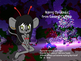 3_toes 4_fingers antennae_(anatomy) anthro barefoot black_hair black_nose camo christmas_decorations christmas_lights christmas_tree clothing ear_piercing feet female fingers fur green_eyes grey_body grey_fur hair holidays jewelry necklace piercing plant smile solo swimwear text toes tree marvincmf biker_mice_from_mars christmas carbine_(bmfm) house_mouse mammal mouse murid murine rodent 2015 english_text full-length_portrait portrait signature