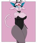 anthro big_breasts bow_(feature) bow_in_front bow_tie breasts bunny_costume clothing costume female legwear looking_at_viewer solo thick_thighs thigh_highs samrunner nintendo pokemon eeveelution espeon generation_2_pokemon pokemon_(species) hi_res