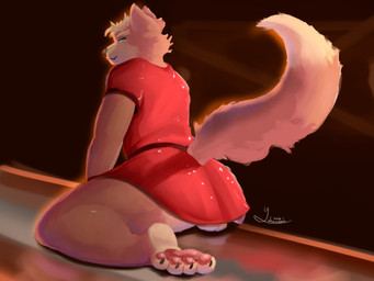 anthro balls butt clothed clothing crossdressing femboy genitals male paws solo gabeccoon nintendo star_fox fox_mccloud canid canine fox mammal 4:3 hi_res