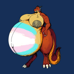 anthro bodypaint breasts female hyper hyper_pregnancy lgbt_pride nipples non-mammal_breasts pregnant pride_colors solo transgender_pride_colors vein vwpologt mythology dragon kobold mythological_creature mythological_scalie scalie 1:1 alpha_channel hi_res trans_(lore)