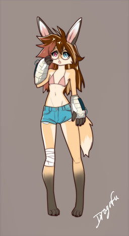 4_toes 5_fingers anthro barefoot biped blue_eyes bottomwear bra breasts brown_body brown_fur brown_hair brown_tail claws clothing countershade_fur countershade_torso countershading eyewear feet female finger_claws fingers front_view fur glasses hair heterochromia navel open_mouth pants paws pink_eyes simple_background small_breasts solo standing tail toe_claws toes tongue underwear dragonfu lagomorph leporid mammal rabbit 2025 absurd_res digital_drawing_(artwork) digital_media_(artwork) hi_res