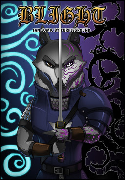 anthro armor belt black_sclera clothed clothing fur grey_body grey_fur infection male melee_weapon scale_armor solo sword text thorns weapon white_eyes yellow_eyes purpleground02 armello league_of_geeks thane_(armello) canid canine canis mammal wolf 2016 english_text