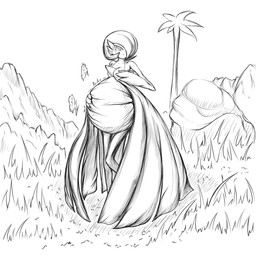 after_vore belly big_belly breasts duo female female_pred outside overweight simple_background vore white_background zelknotos nintendo pokemon gardevoir generation_3_pokemon pokemon_(species) 1:1 2018 hi_res monochrome